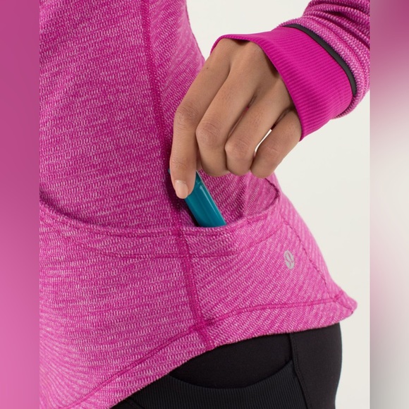 Lululemon Mini Check Pique Raspberry Base Runner Half Zip Jacket - Picture 9 of 12